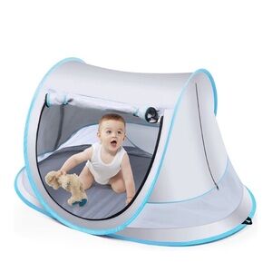 Kids Pop-Up Play Tent with Light Blue Trim | NEW! never been used